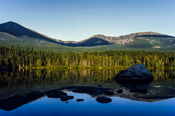 AM-LA-01&nbsp;&nbsp;&nbsp;&nbsp;&nbsp;&nbsp;&nbsp;&nbsp; Perfect Reflection At Sandy Stream Pond, Baxter State Park, Maine