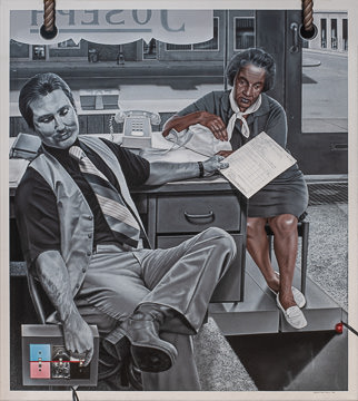 DIS-008&nbsp;&nbsp;&nbsp;&nbsp;&nbsp;&nbsp;&nbsp;&nbsp; DISPLAY - DISCRIMINATION&nbsp;&nbsp •  &nbsp;&nbspAcrylic On Canvas &nbsp;&nbsp  (52in x 58in)