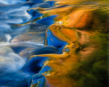 LE-AM-LA-003&nbsp;&nbsp;&nbsp;&nbsp;&nbsp;&nbsp;&nbsp;&nbsp; Autumn Colors Reflecting On Cascading Water, New Hampshire